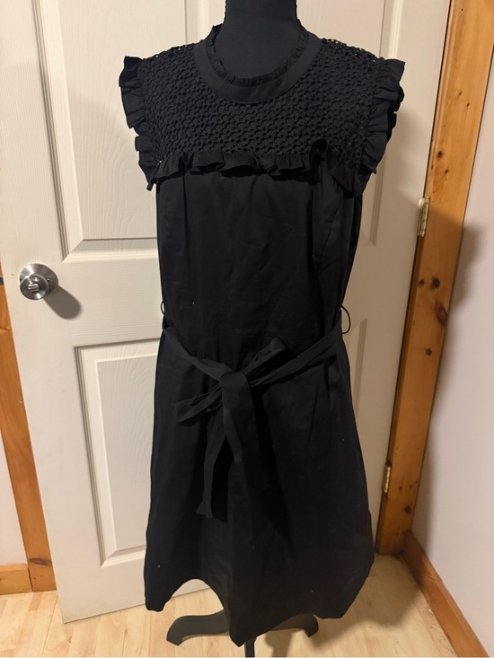 Max Sport Dresses & Skirts - Maxsport Black Ruffled Smocked Yoke Dress with Waist Tie, Size XL